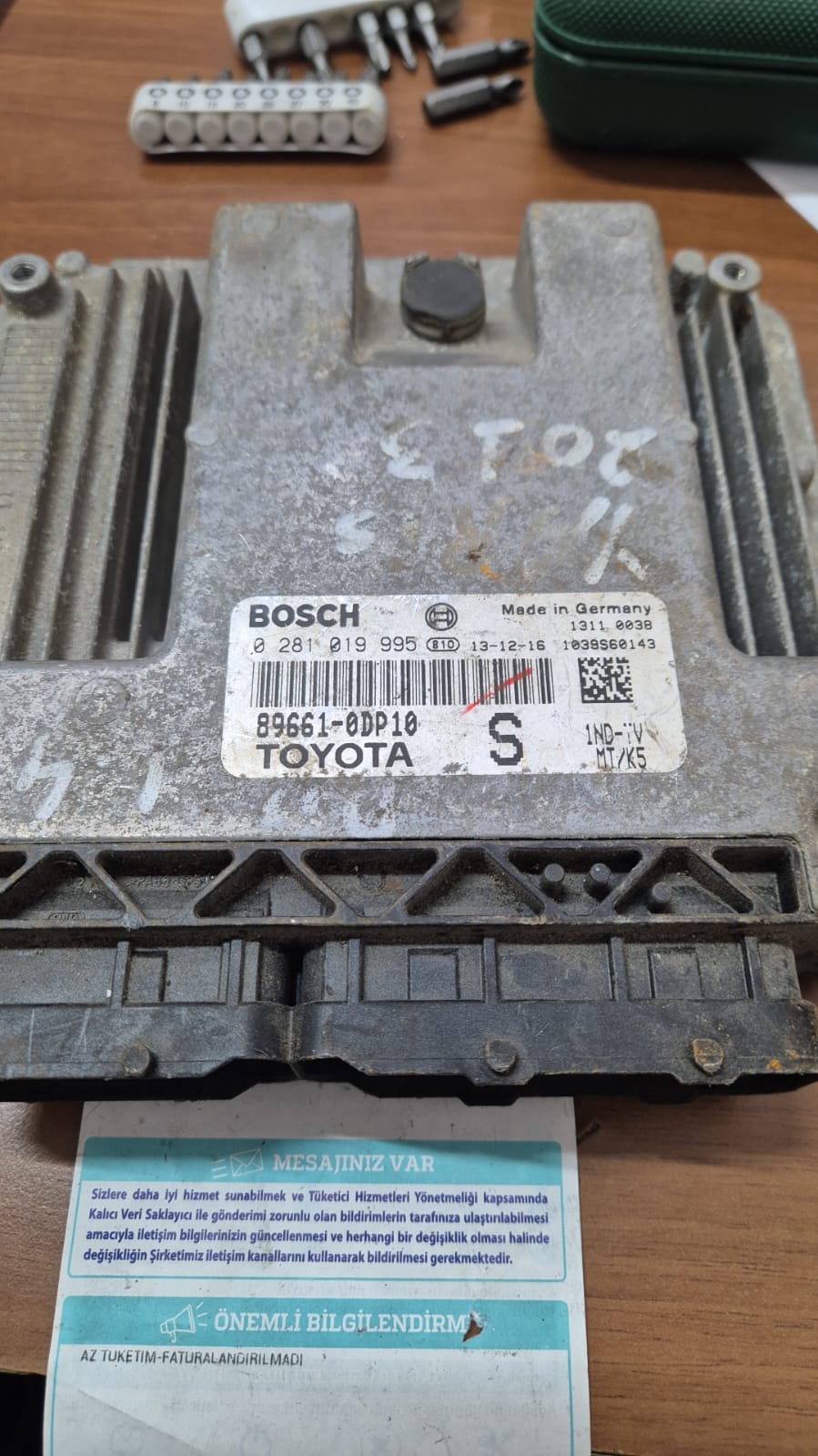 Toyota Yaris 1.4D4D 89661-0DP10 0281019995 EDC17CP37-9.22